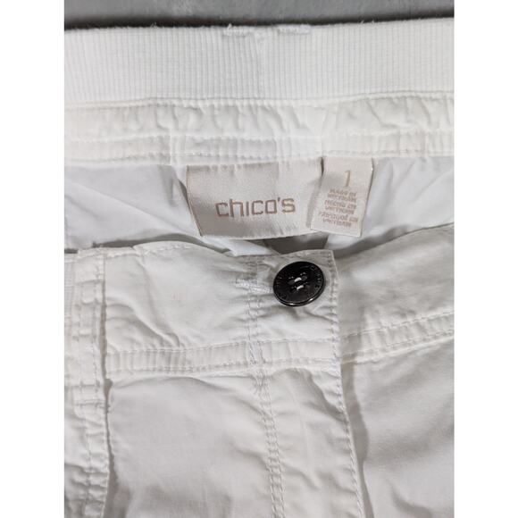 Chico's cropped pants sz 1 whiteW33" Leg wid 20"Ins 14 .5"Hips 42" - Picture 8 of 11